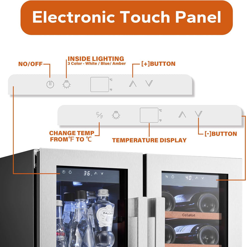 24 in Wine Cooler Refrigerator, 46 Bottle Wine Fridge Dual Zone with Modern Touch Intelligent Digital 40 Degree -65 Degree F Low Noise