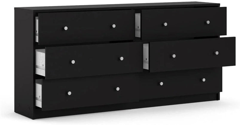 3-Pc Scandinavian Design Engineered Wood Bedroom Furniture Set with 3-Drawer Chest and 6-Drawer Double Dresser and 1-Drawer Nightstand