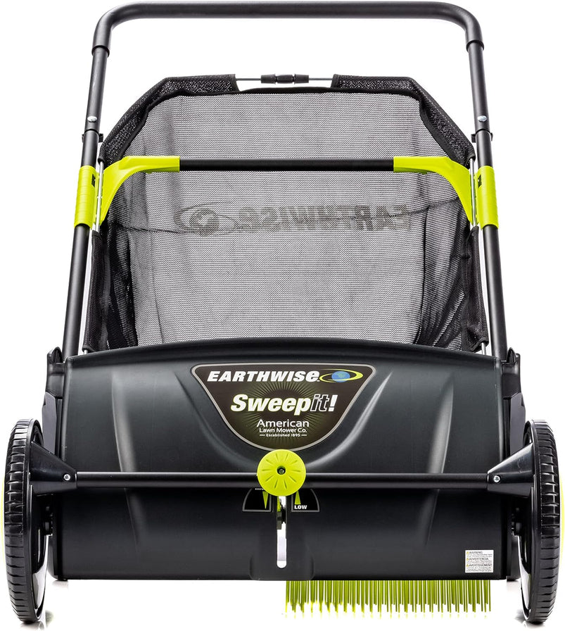 21-Inch Width Leaf and Grass Push Lawn Sweeper, Black