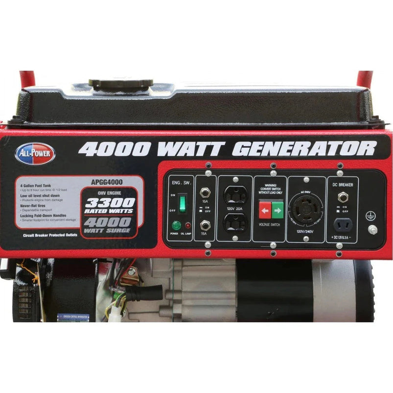 4000 Watt Generator APGG4000, 4000W Portable Generator Power Backup, RV Standby, Hurricane Damage Restoration Power Backup, EPA Certified