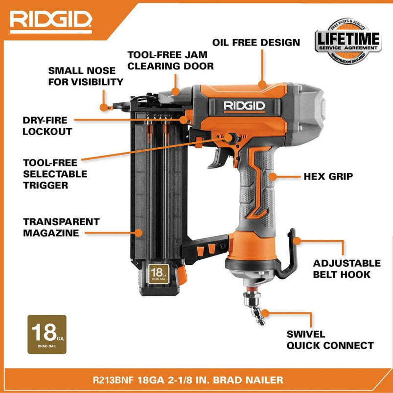 6 Gal. Portable Electric Pancake Air Compressor W/ 18GA Brad Nailer, 16GA Straight Finish Nailer, and 18GA Finish Stapler R69603FK