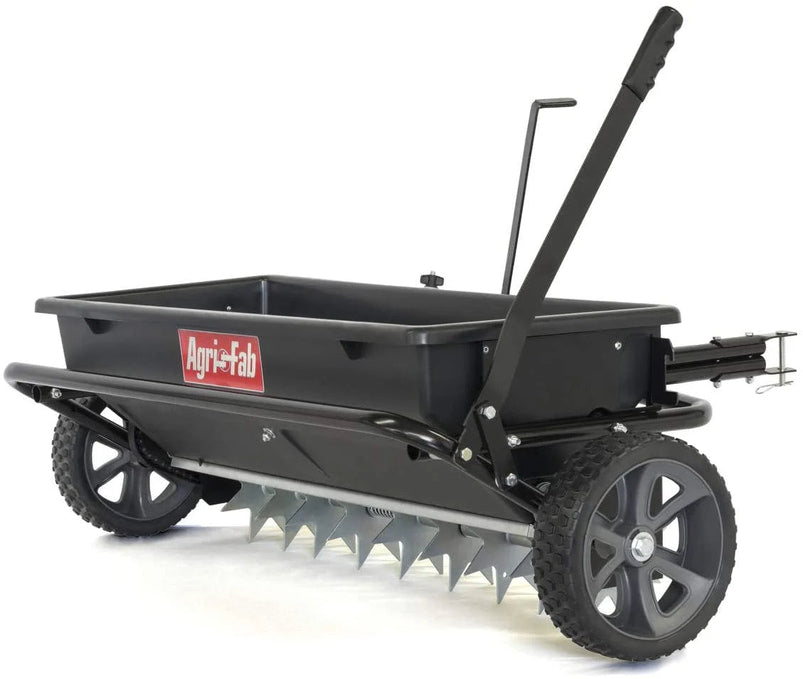Agri-Fab 45-0543-Amz 100 lb. Tow-Behind Lawn and Garden Spiker/Seeder/Drop Spreader for Seed, Fertilizer, Salt, Ice Melt