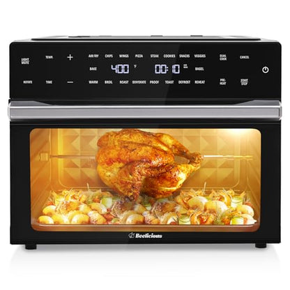 32QT Extra Large Air Fryer Toaster Oven Combo with Rotisserie and Dehydrator, Digital Convection Oven Countertop Air Fryer Fit 13" Pizza
