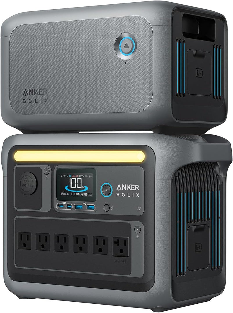 Solix C1000 Portable Power Station with 200W Solar Panel, 1800W Solar Generator, 1056Wh LFP LiFePO4 Battery, 6 AC Outlets, up to 2400W for Home