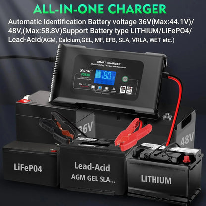 36 Volt Golf Cart Charger 18-Amp Smart Charger, Car Battery Trickle Charger, 36V, 18-Amp and 48V, 13-Amp, Lithium, LiFePO4