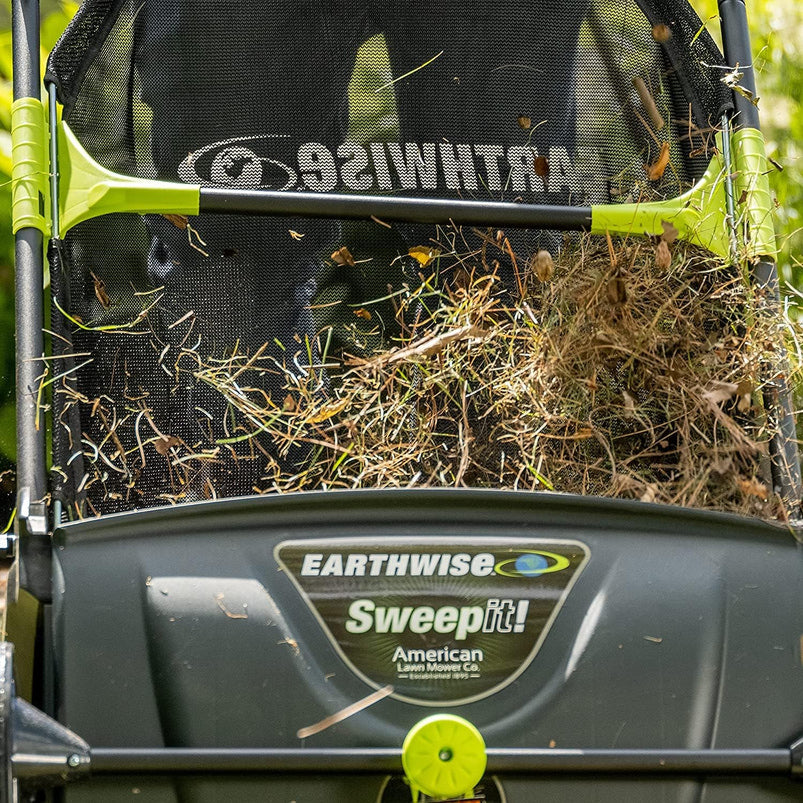 21-Inch Width Leaf and Grass Push Lawn Sweeper, Black
