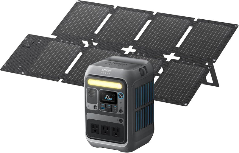 Anker Solar Generator Solix C300 with 60W Solar Panel, 288Wh Portable Power Station, 300W 600W Surge, LiFePO4 Battery, 140W Two-Way Fast Charging