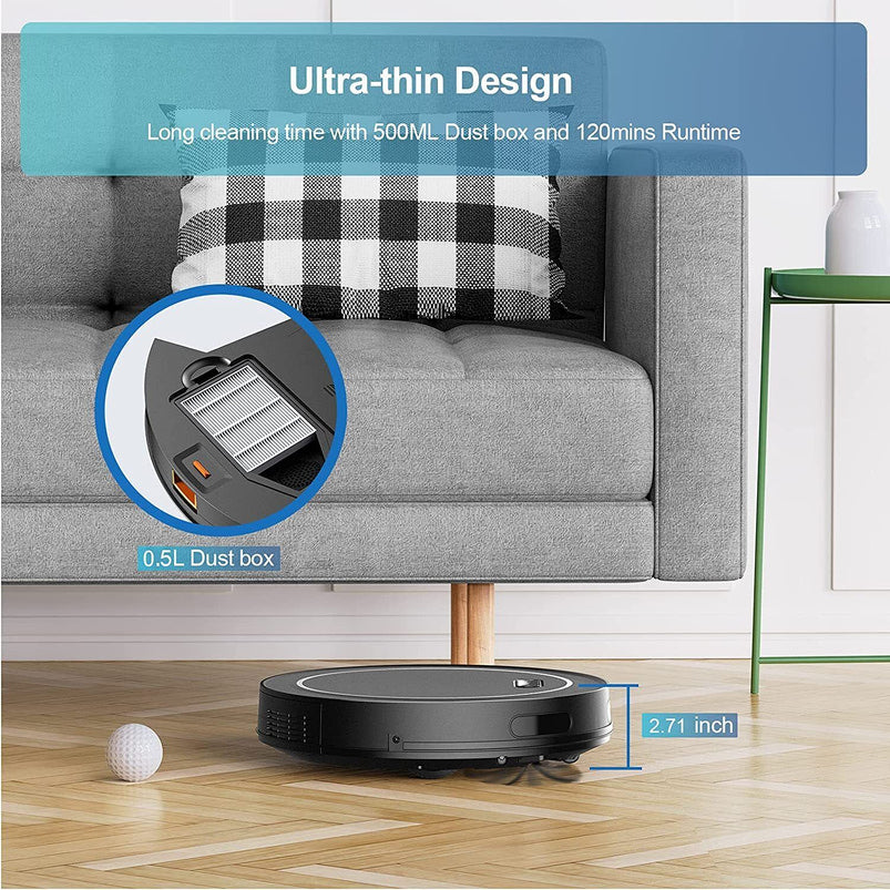 2-in-1 Robot Vacuum and Mop Cleaner with 2500pa Strong Suction