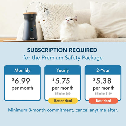 360 Degree Cat Camera, See Your Cat from Anywhere, Rotating 360 Degree Cat Tracking, Treat Toss, Color HD Night Vision, 2-Way Audio
