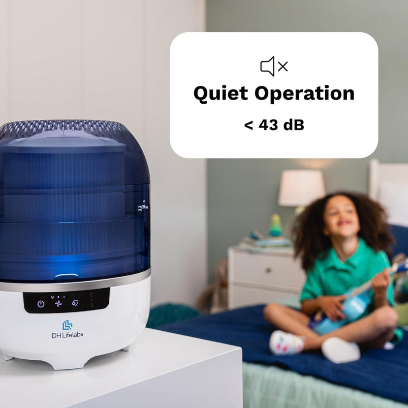 Bedroom Evaporative Humidifier, Humidifier and Air Purifier in One, with Hocl Generator, Mildew Remover, Pet Smoking Odor Eliminator, 538 Square Feet