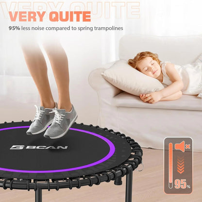 Bcan 450/550 Lbs Foldable Mini Trampoline, 40"/48" Fitness Trampoline with Bungees, U Shape Adjustable Foam Handle