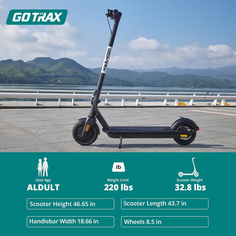 Adult Electric Scooter, 8.5 Inch Pneumatic Tires, MAX Range 14/18 Miles, MAX Speed 15.5/18 MPH, Powered by 300 Watt Motor