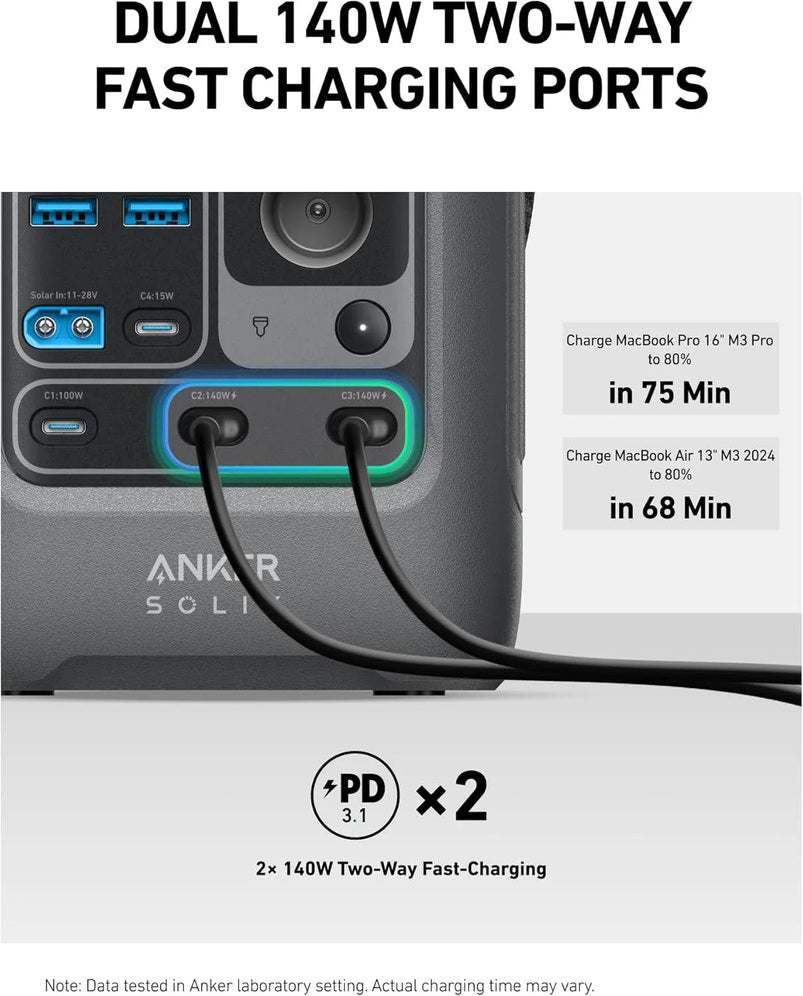 Anker Power Bank Station Solix C300 DC 90, 000mAh, 288Wh, Portable Power Station, 300W Solar Generator, LiFePO4 Battery, Generators