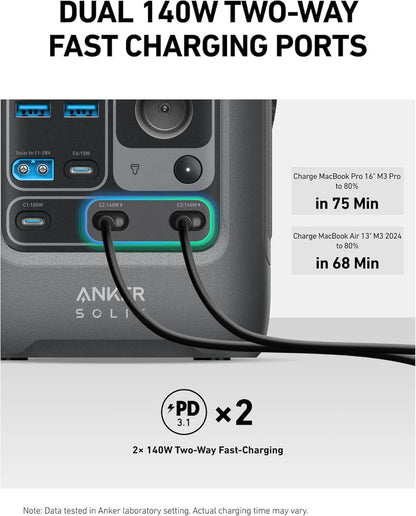 Anker Power Bank Station Solix C300 DC 90, 000mAh, 288Wh, Portable Power Station, 300W Solar Generator, LiFePO4 Battery, Generators