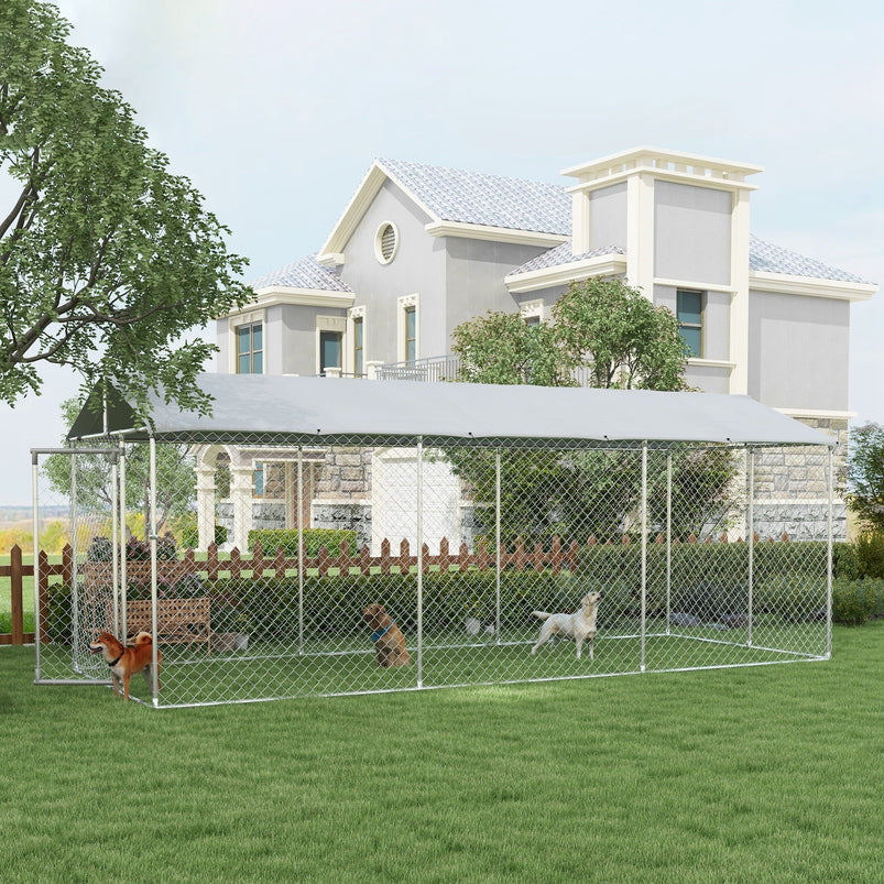 Pawhut 19.7' x 7.5' x 7.5' Outdoor Dog Kennel W/ Waterproof Roof