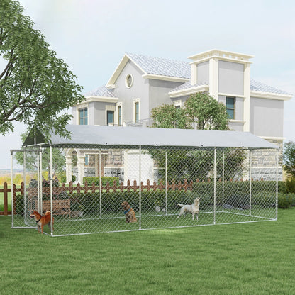 Pawhut 19.7' x 7.5' x 7.5' Outdoor Dog Kennel W/ Waterproof Roof