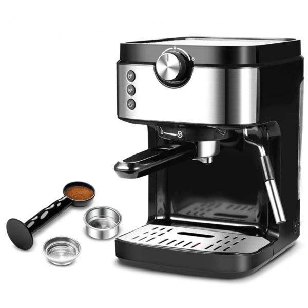 Steam Espresso Machine, Latte and Cappuccino Maker with Milk Frother, 20 Bar Italian Pump, Automatic Setting of Coffee Volume, 900ml Water Tank
