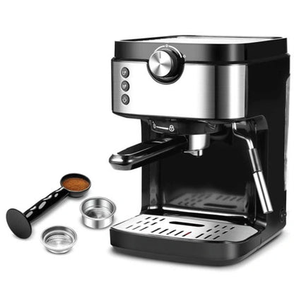 Steam Espresso Machine, Latte and Cappuccino Maker with Milk Frother, 20 Bar Italian Pump, Automatic Setting of Coffee Volume, 900ml Water Tank