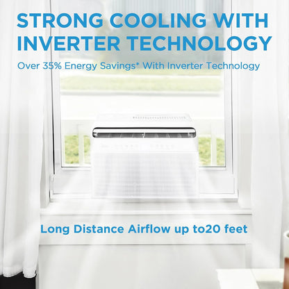 8, 000 BTU U-Shaped Smart Inverter Air Conditioner, Cools up to 350 Sq. Ft., Ultra Quiet with Open Window Flexibility, Compatible with Alexa