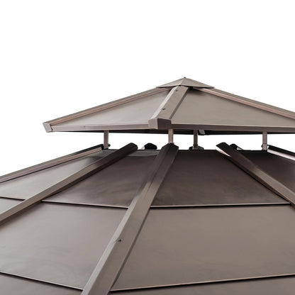 10 Ft. x 10 Ft. Cedar Framed Gazebo with Steel 2-Tier Hip Roof Hardtop