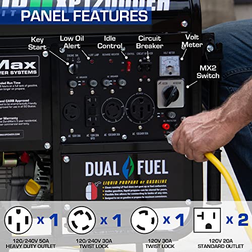 XP12000EH Dual Fuel Generator, 12, 000W Gas/Propane, 457cc 4-Stroke Engine, EPA/Carb Compliant