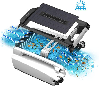 Betta Se Solar Powered Automatic Robotic Pool Surface Skimmer Cleaner with 30-Hour Continuous Cleaning Battery Power and Re-Engineered Twin Salt