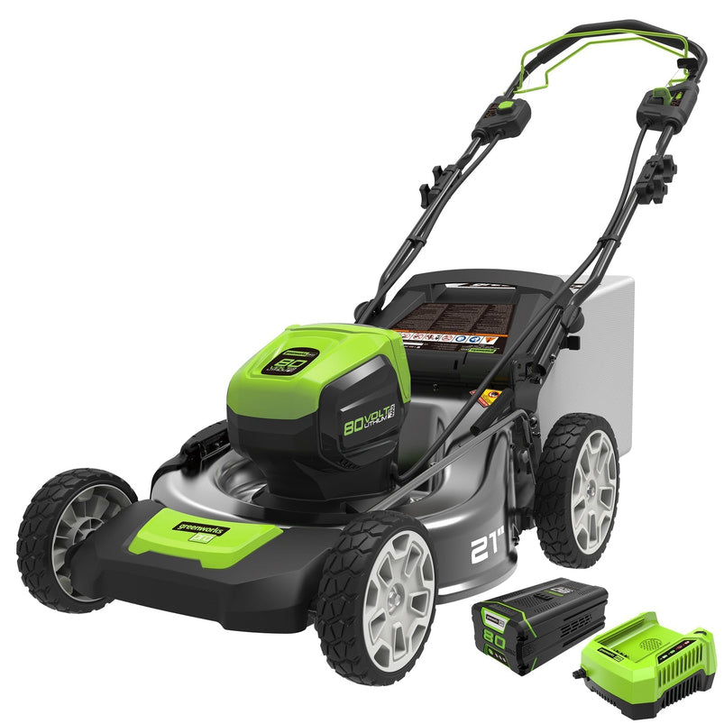 80V Cordless 21 in Self-Propelled Brushless Lawn Mower, Greenworks