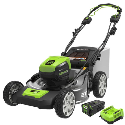 80V Cordless 21 in Self-Propelled Brushless Lawn Mower, Greenworks