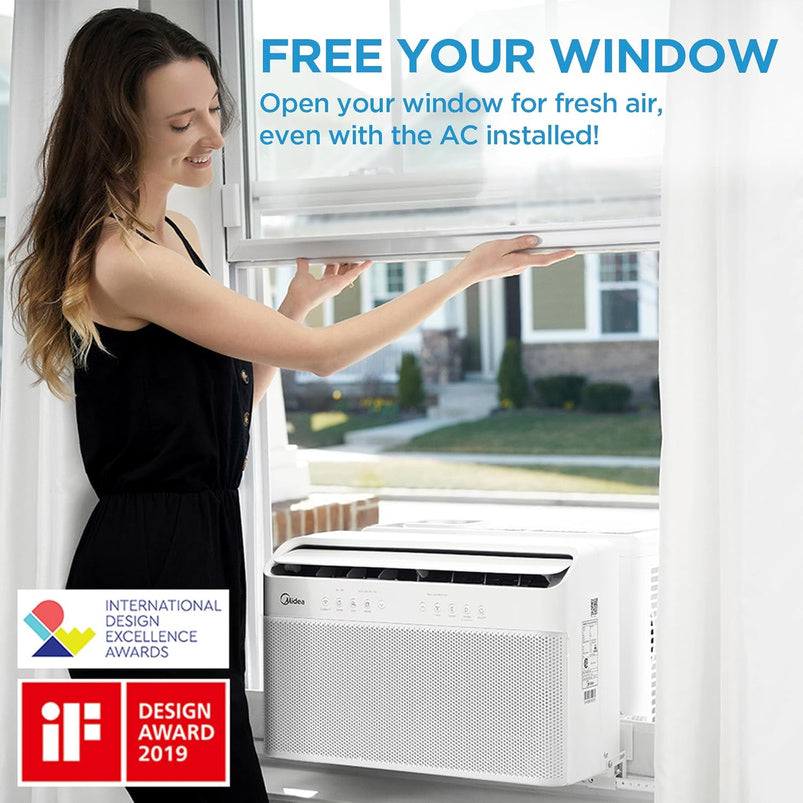 8, 000 BTU U-Shaped Smart Inverter Air Conditioner, Cools up to 350 Sq. Ft., Ultra Quiet with Open Window Flexibility, Compatible with Alexa