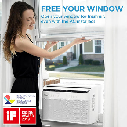 8, 000 BTU U-Shaped Smart Inverter Air Conditioner, Cools up to 350 Sq. Ft., Ultra Quiet with Open Window Flexibility, Compatible with Alexa