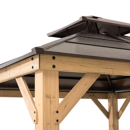10 Ft. x 10 Ft. Cedar Framed Gazebo with Steel 2-Tier Hip Roof Hardtop