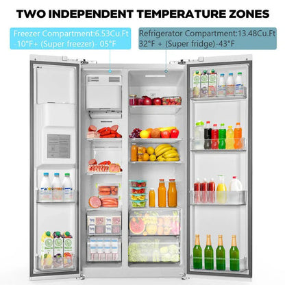 36" Side by Side 20.01 Cu. Ft. Built-in Refrigerator with Freezer and Ice Maker Included