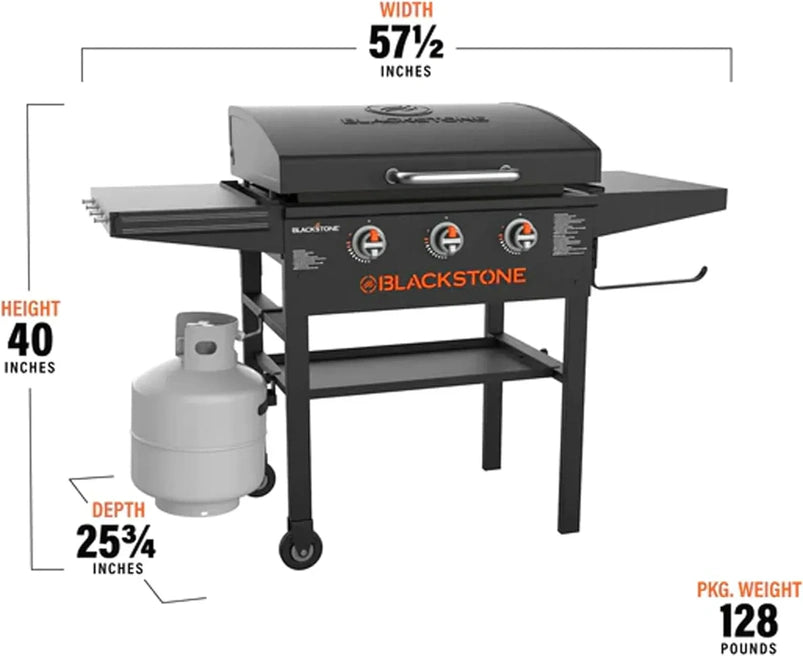 28 Inch Blackstone Griddle 2080 with Hood XL Griddle Original 3-Burner Outdoor Flat Top Grill, with Blackstone Griddle Accessories, Seasoning