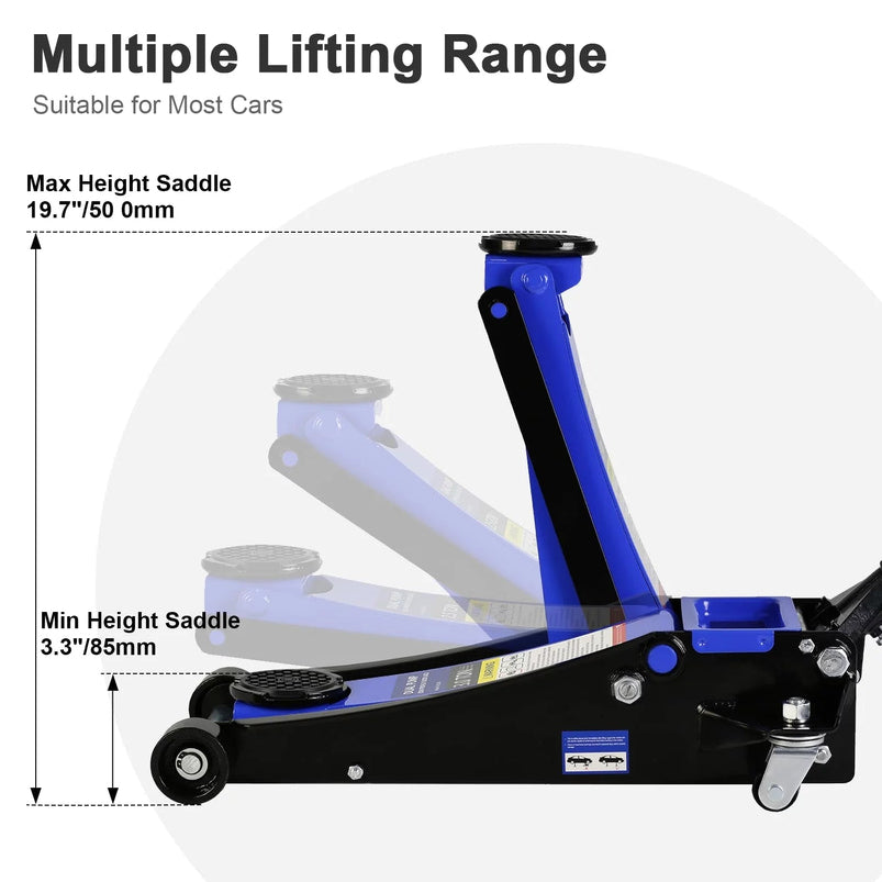 3 Ton Floor Jack, Hydraulic Low Profile Car Jack, Heavy Duty Steel Hydraulic Jack Floor Jack with Dual Piston Quick Lift Pump
