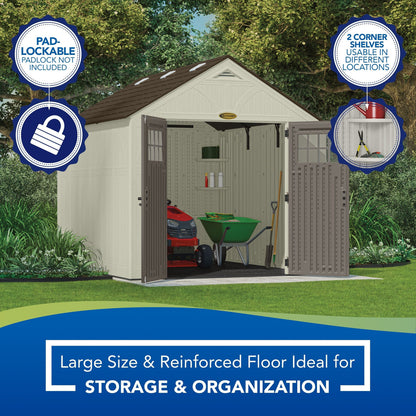 Suncast 8 x 10 Ft. Metal and Resin Storage Shed, Vanilla