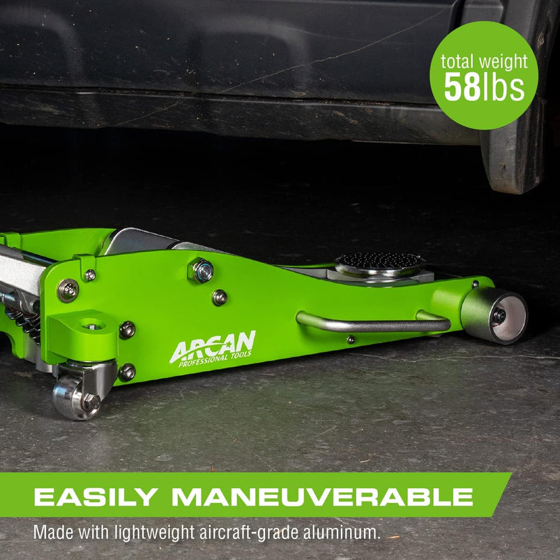 Tools 3-Ton Quick Rise Aluminum Floor Jack with Dual Pump Pistons and Reinforced Lifting Arm A20018_A20019