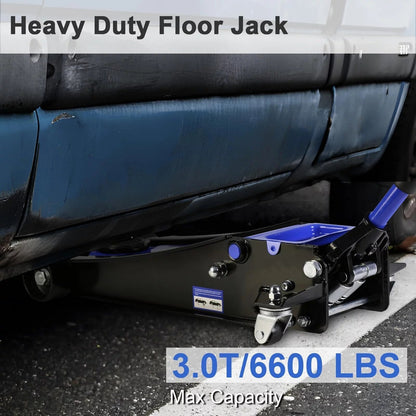 3 Ton Floor Jack, Hydraulic Low Profile Car Jack, Heavy Duty Steel Hydraulic Jack Floor Jack with Dual Piston Quick Lift Pump