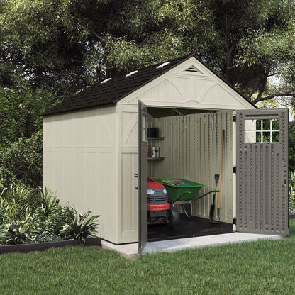 Suncast 8 x 10 Ft. Metal and Resin Storage Shed, Vanilla