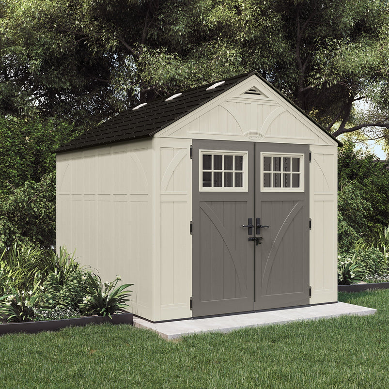 Suncast 8 x 10 Ft. Metal and Resin Storage Shed, Vanilla