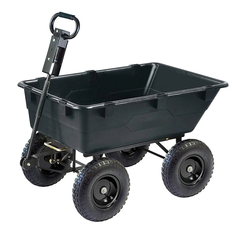 GOR866D Heavyduty Garden Poly Dump Cart with 2In1 Convertible Handle, 1, 200Pound Capacity, 40Inch by 25Inch Bed, Black Finish
