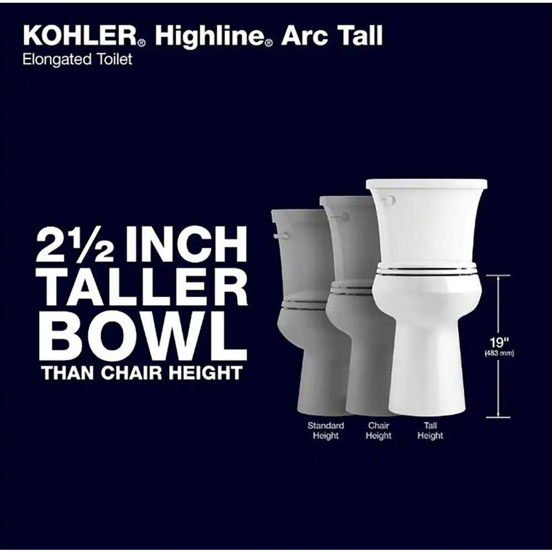 Extra Tall Highline Arc Complete Solution 2-Piece 1.28 Gpf Single Flush Elongated Toilet in White Seat Included 78305-0