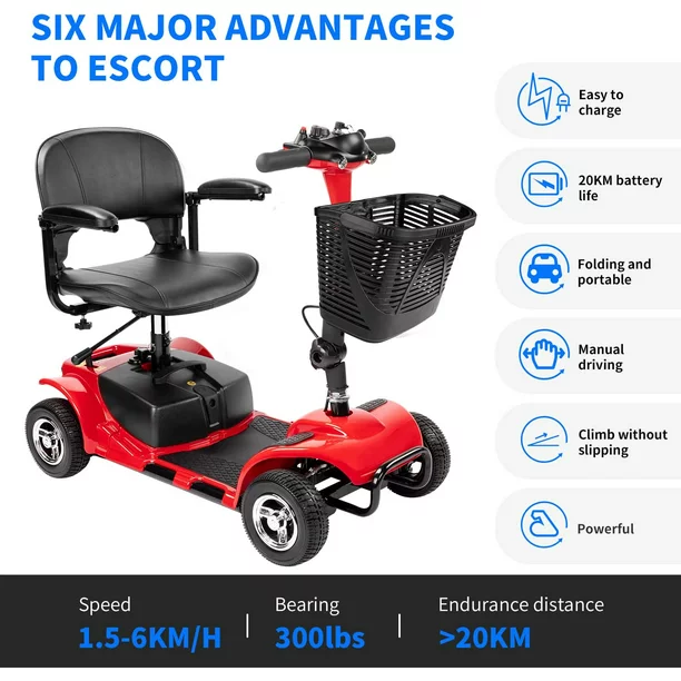 Ultralite Mobility 4-Wheel Scooter, Portable and Lightweight, 14-Mile Range, Model A898