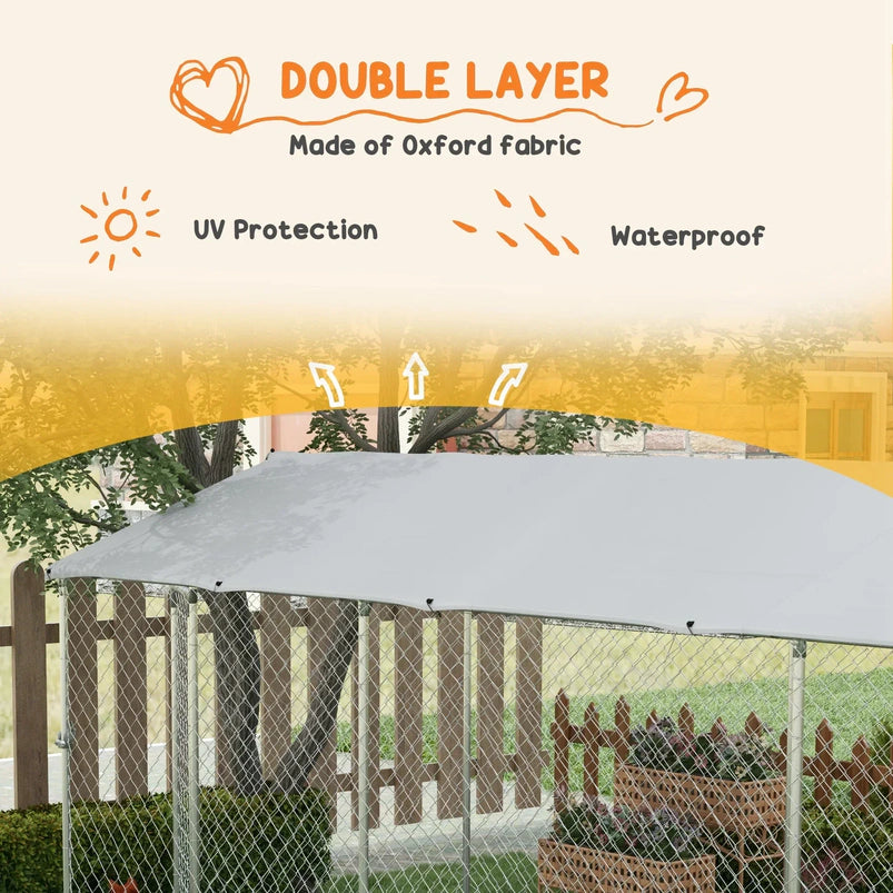 Pawhut 19.7' x 7.5' x 7.5' Outdoor Dog Kennel W/ Waterproof Roof