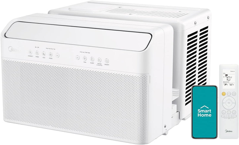 8, 000 BTU U-Shaped Smart Inverter Air Conditioner, Cools up to 350 Sq. Ft., Ultra Quiet with Open Window Flexibility, Compatible with Alexa