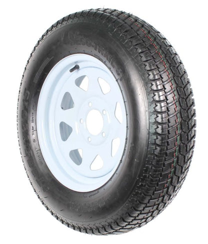 2-Pack Trailer Tire on Rim ST205/75D15 205/75 D 15 In. Lrc 5 Hole White Spoke