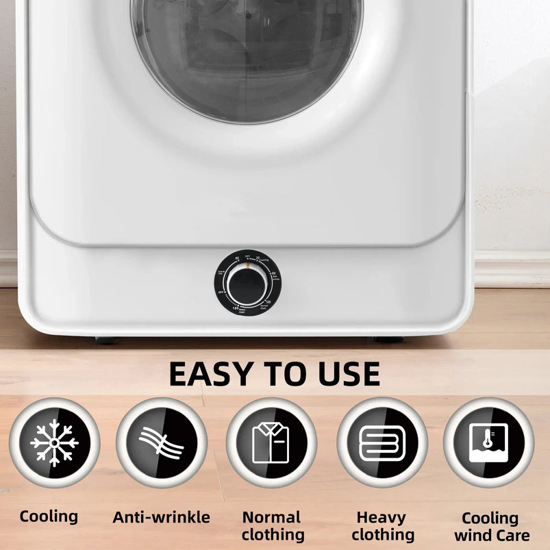 1.95 Cu. Ft. Front Load Clothes Dryer, Portable Compact Dryer 830W, 5 Drying Modes, Stainless Steel Drum, with Overheat Protection, Dust Removal