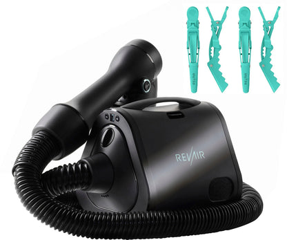 Reverse-Air Hair Dryer with Hair Clips, Black
