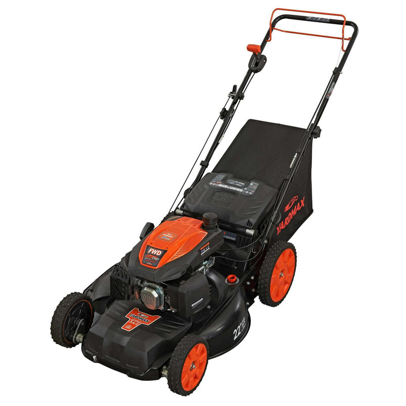 YG2860 22 in 201cc 3-in-1 Gas Self-Propelled Lawn Mower with Cvt and High Wheels