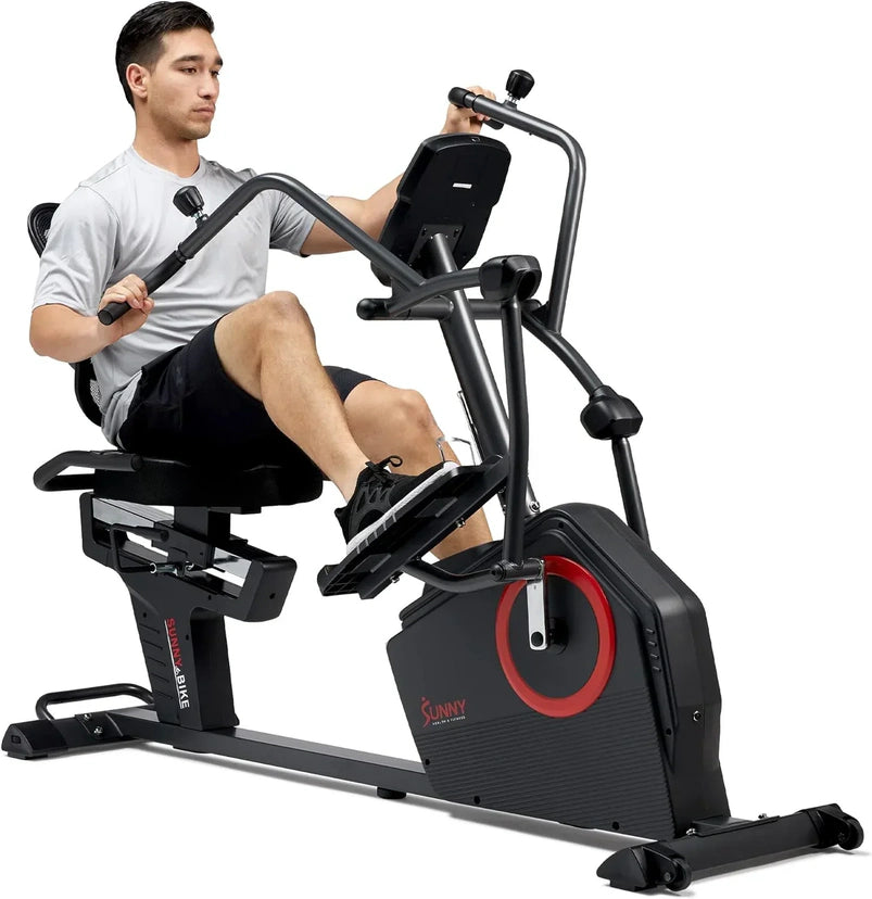 Health and Fitness Electromagnetic Recumbent Cross Trainer Exercise Elliptical Bike W/Arm Exercisers