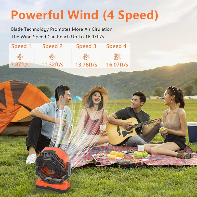 40, 000mAh Battery Operated Fan, 13" Remote Camping Fan with LED Auto-Oscillating Rechargeable Fan Powerful Portable Desk Fan for Home, Camping, RV